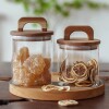 Contenedor de vidrio tapa madera con manija 950ml