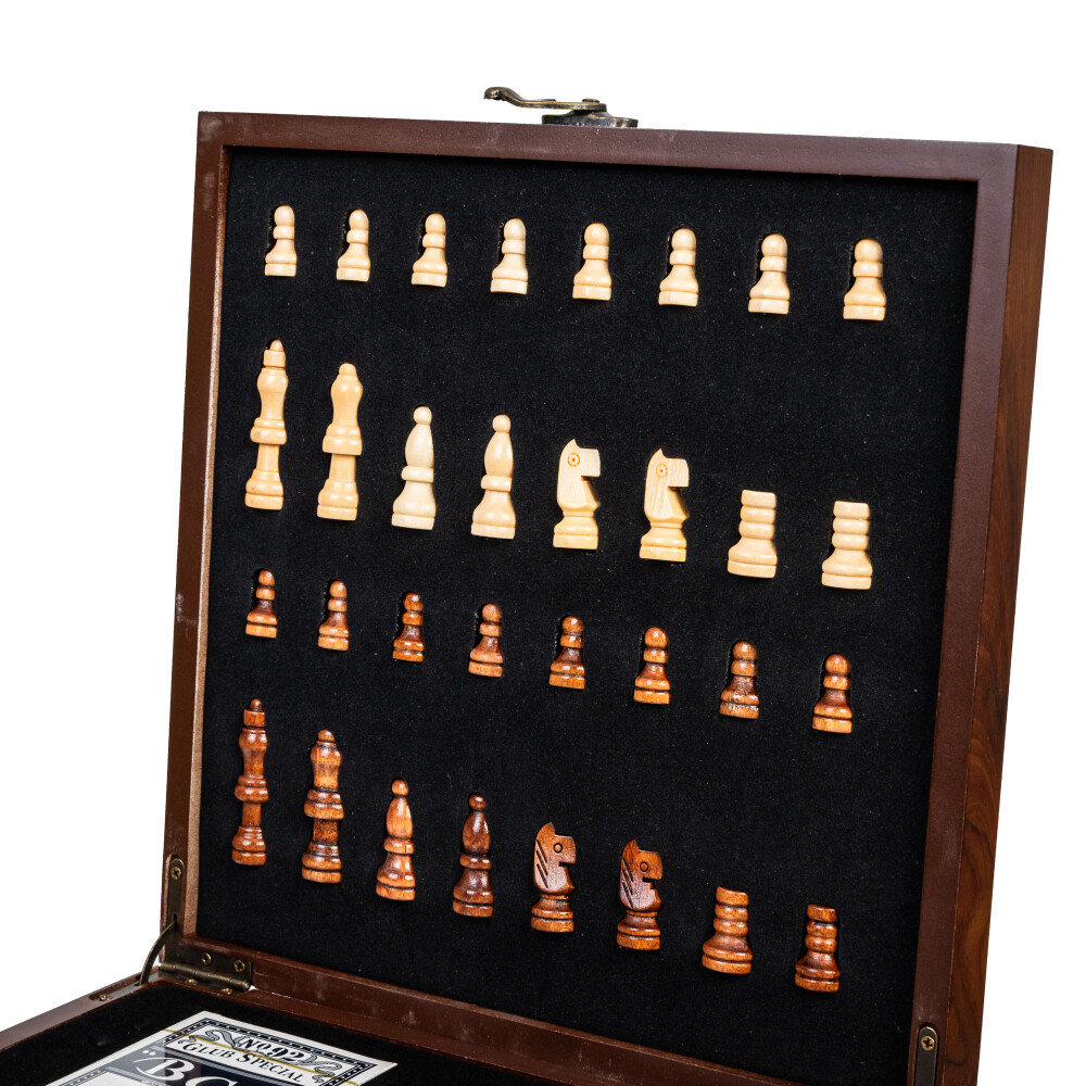 SET JUEGOS MADERA MARRON AJEDREZ, CARTAS, GENERALA Y DOMINÓ