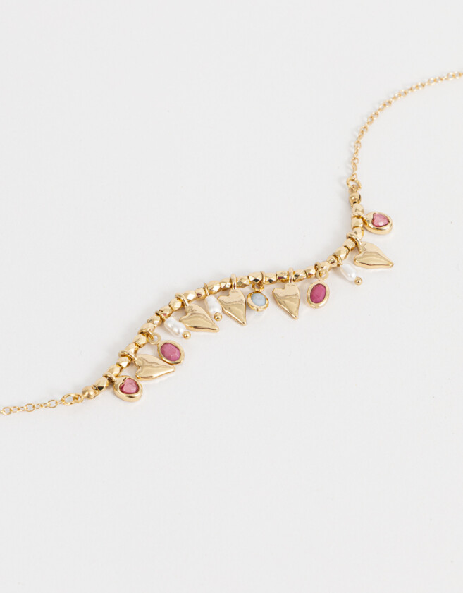 Collares Cortos Con corazón Collar Corto Con Multidijes De Corazones - Dorado