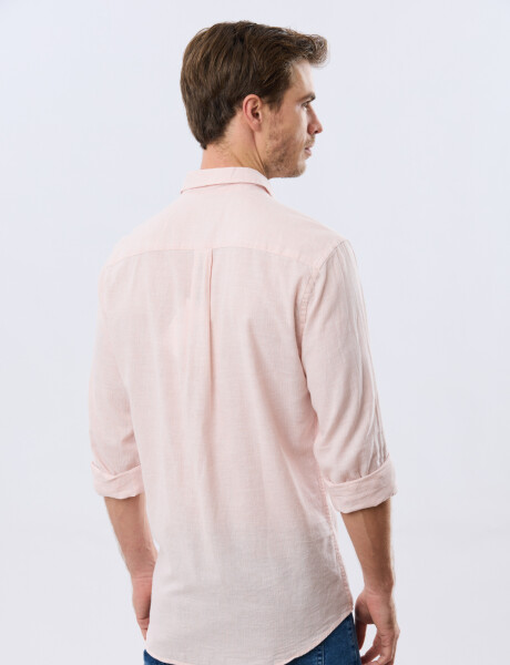 CAMISA RAYADA DE LINO Rosa