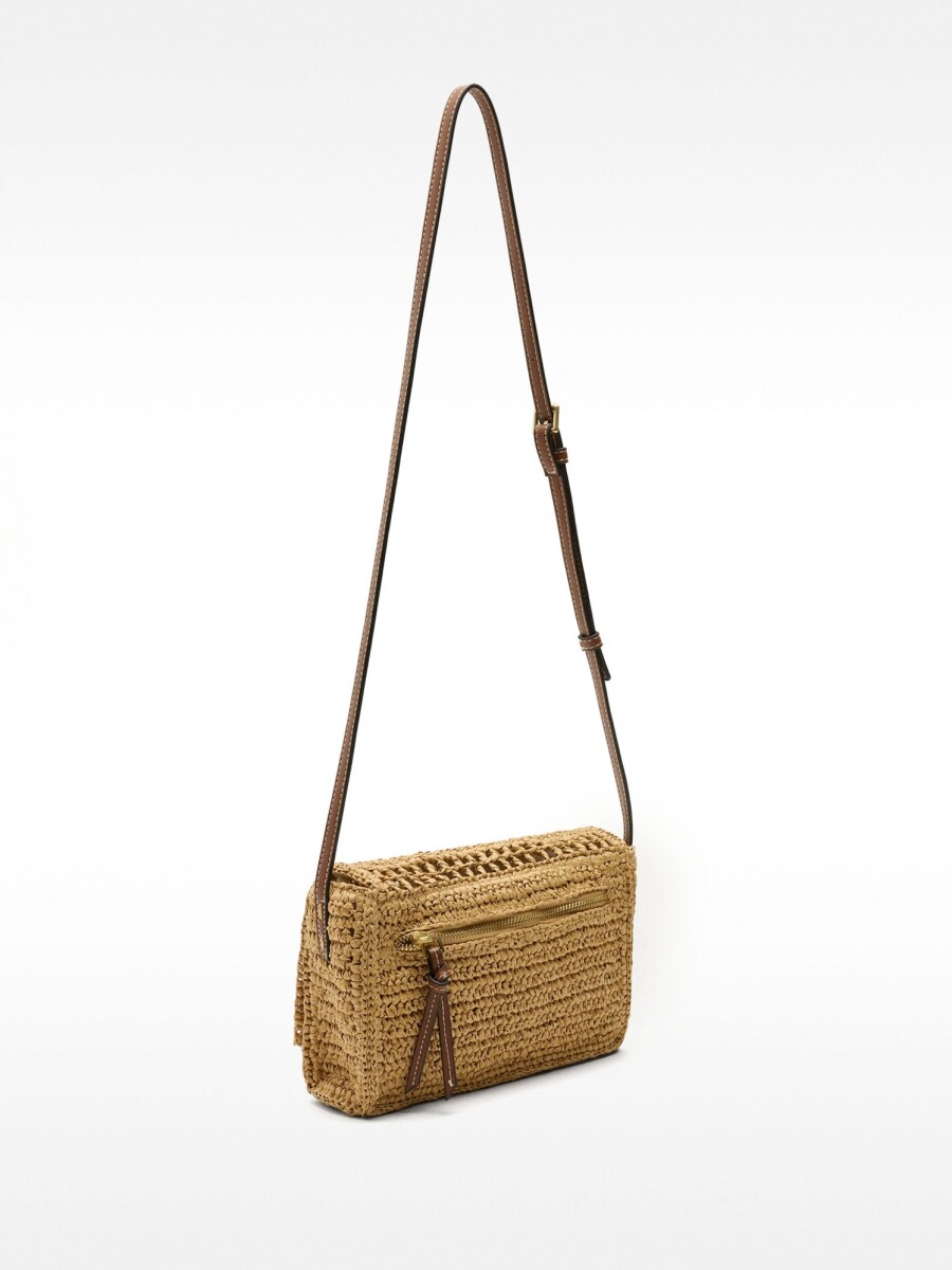 Bolso Bandolera Efecto Rafia Con Solapa natural