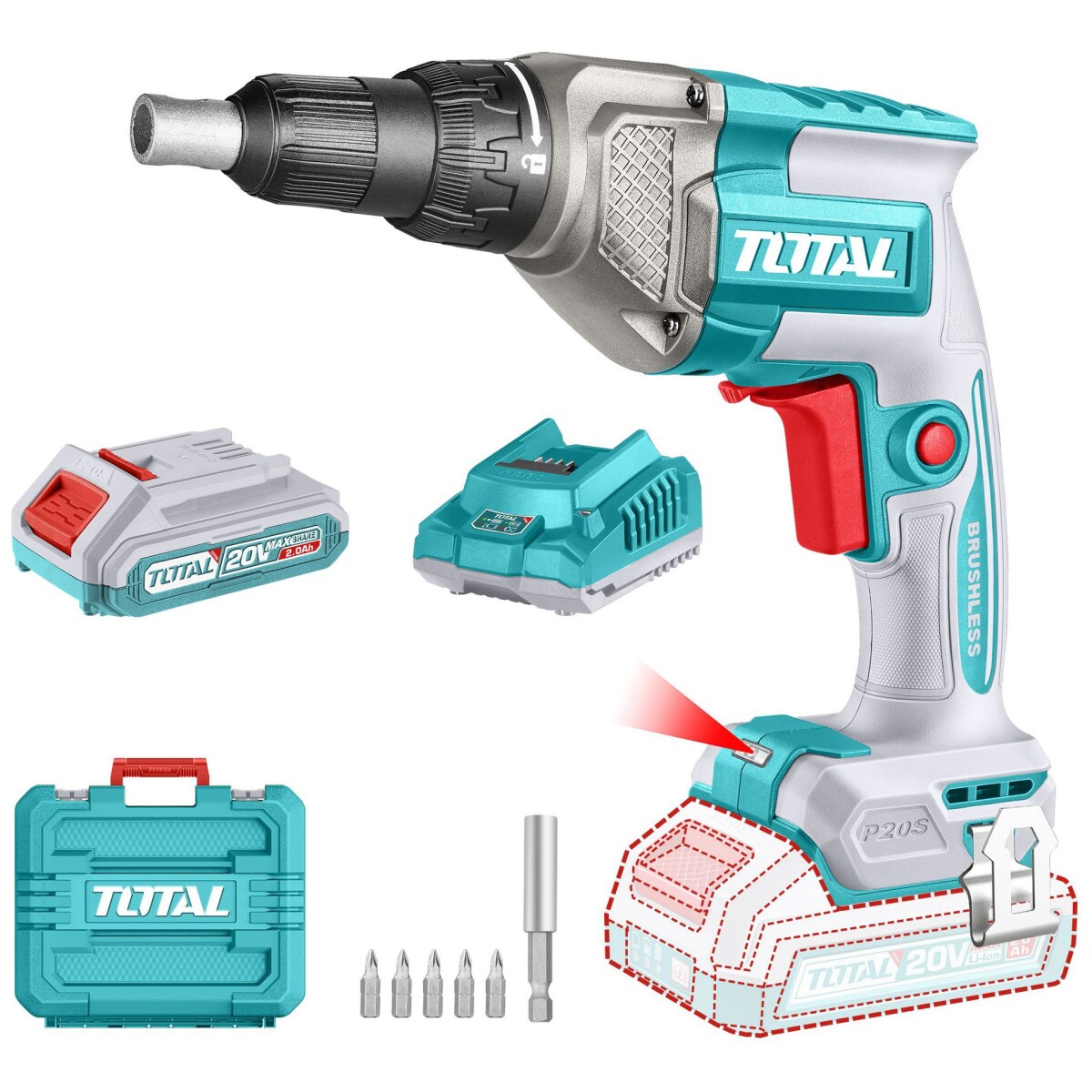 Taladro Atornillador Inalámbrico 20v Para Yeso Sin Carbones - 1 Batería 2.0Ah 