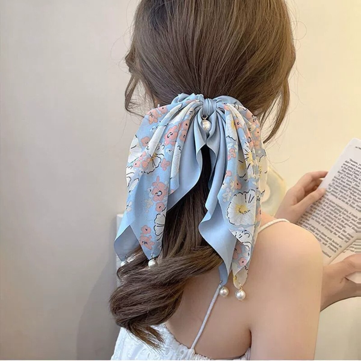Colita Para Cabello Tipo Pañuelo - Celeste 