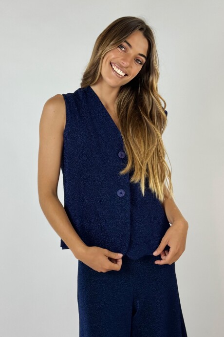 CHALECO DAFNE CON LUREX Azul