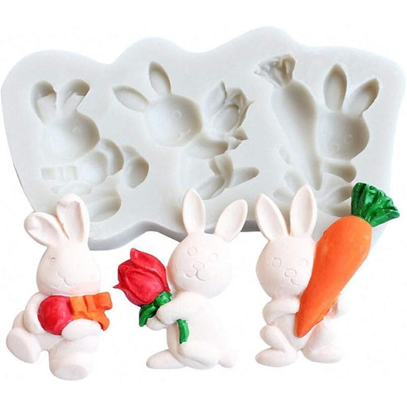 Molde de Silicona Forma de Conejo x3 Molde de Silicona Forma de Conejo x3