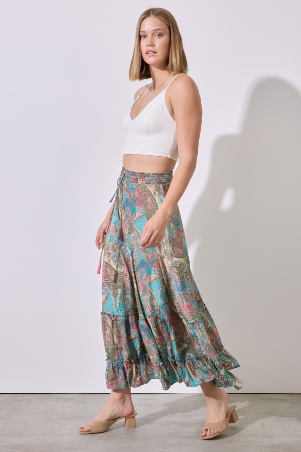 Falda Maxi Print MULTI/VERDE