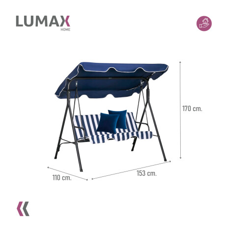 Hamaca Jardín Lumax con Toldo Hierro Exterior Azul/Blanco