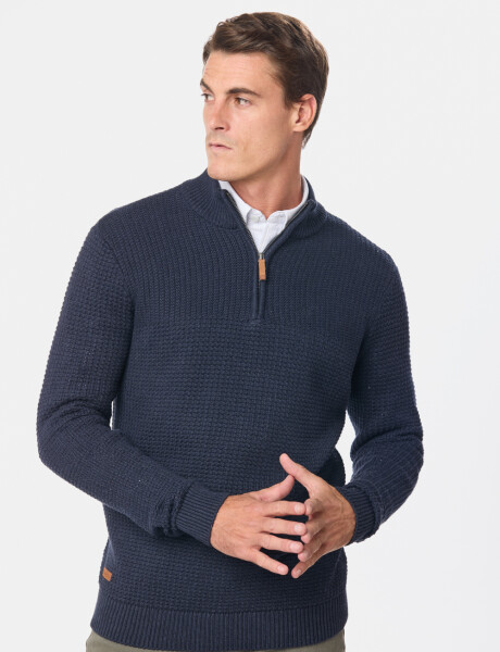 BUZO TEJIDO MEDIO CIERRE CON ESTRUCTURA Azul