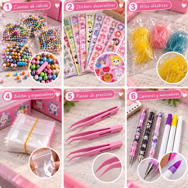 Valija Para Hacer Pulseras Llaveros para Niñas o Niños Set 1200 Piezas IMBACK Valija Para Hacer Pulseras Llaveros para Niñas o Niños Set 1200 Piezas IMBACK