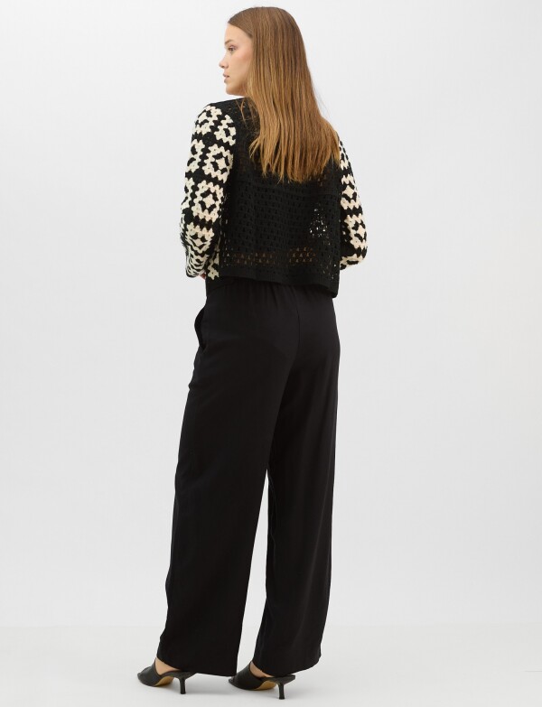 Cardigan Abierto De Punto Calado NEGRO/CRUDO