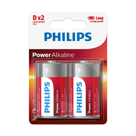 Pack X2 Pilas Philips Alcalinas Tipo D ROJO