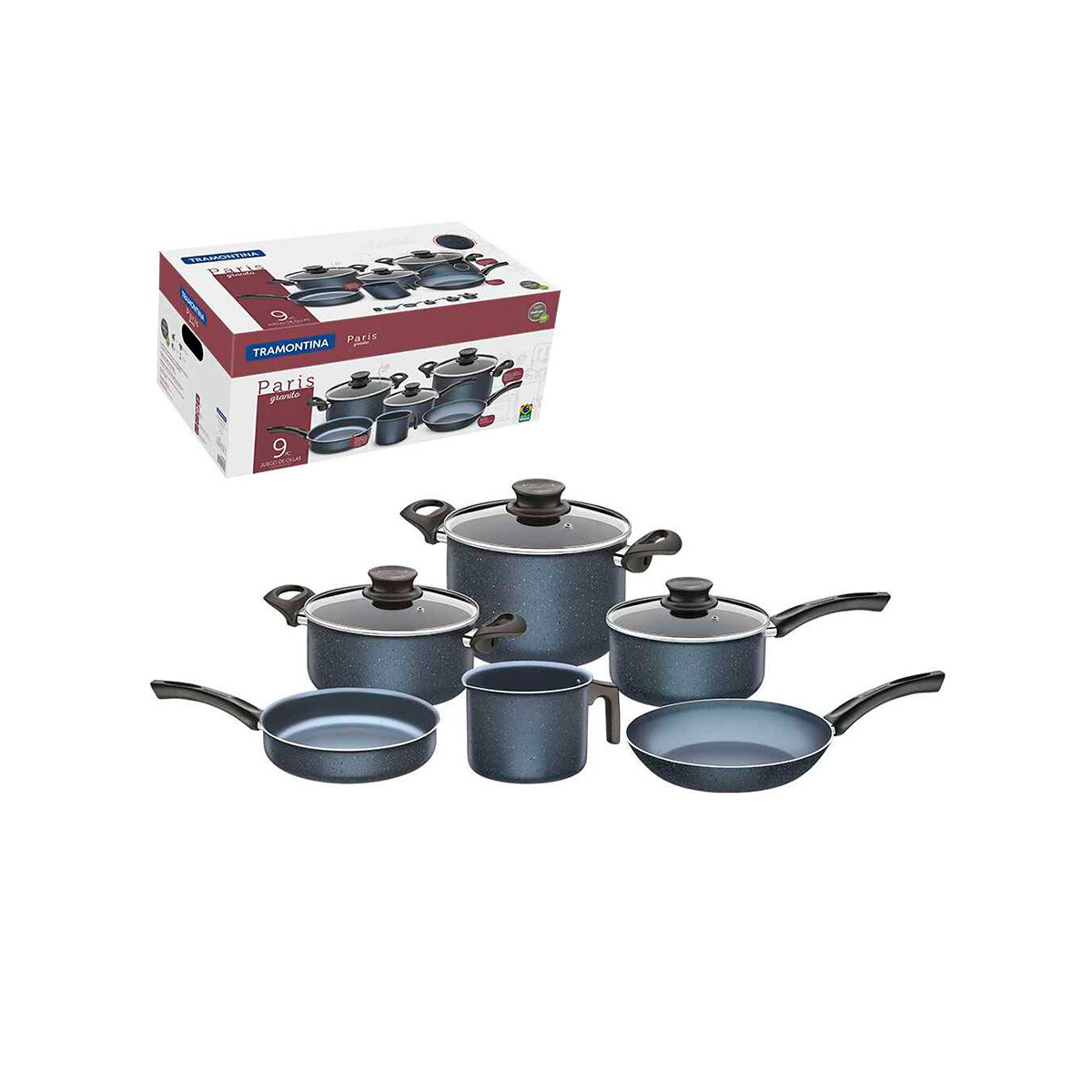Batería De Cocina 9Pz. Tramontina Paris - Azul Granito 