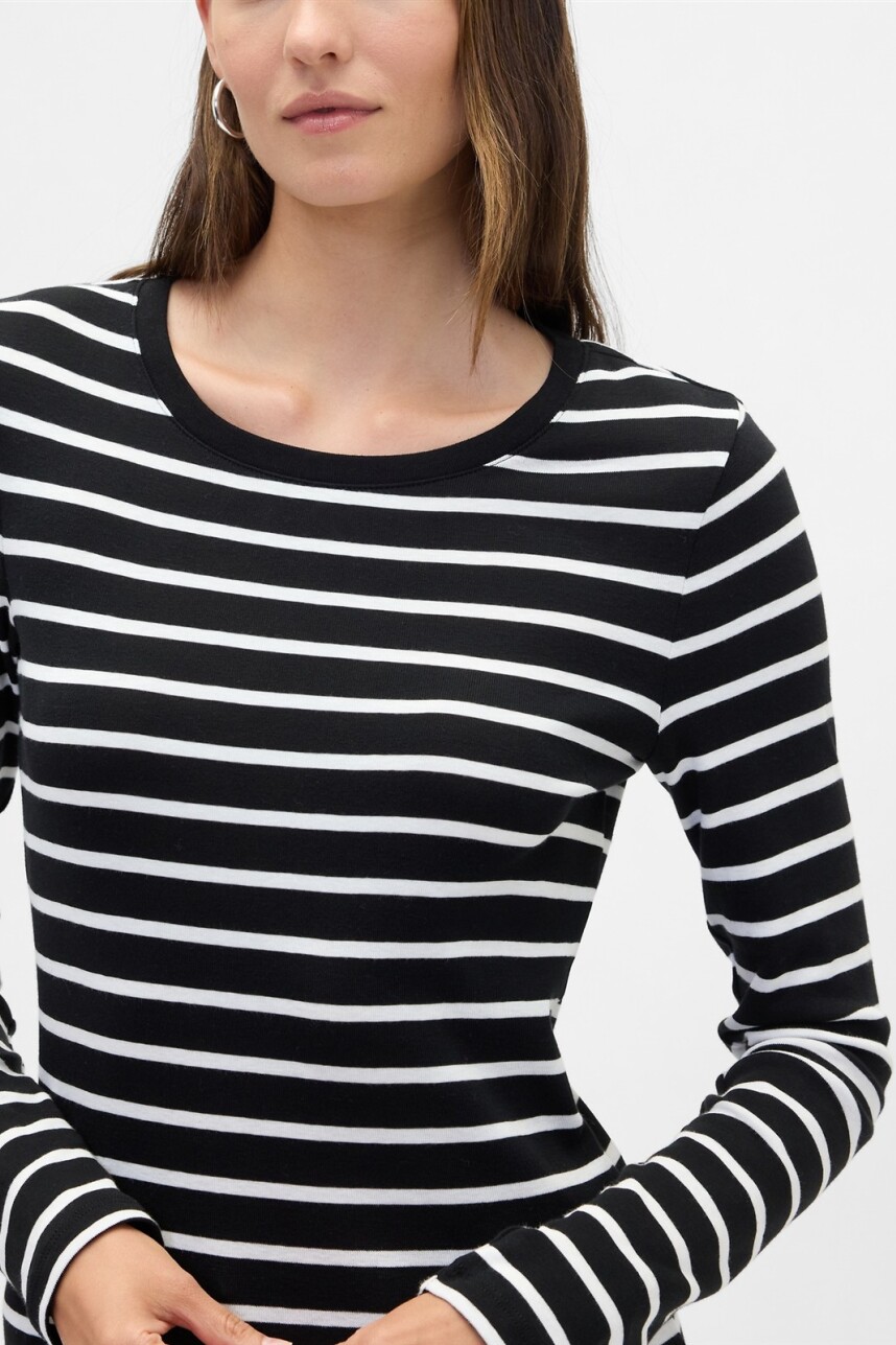 Remera A Rayas Mujer Black White Stripe
