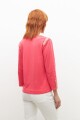 Remera bordada escote V fucsia