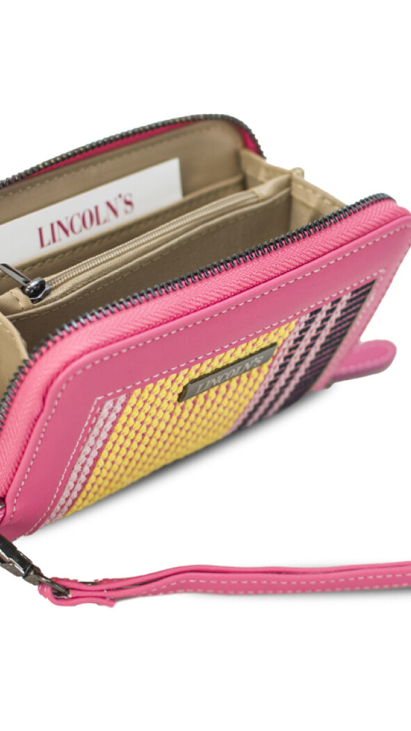 BILLETERA LORENZA TELAR RAYADO GRUESO C/FUCSIA