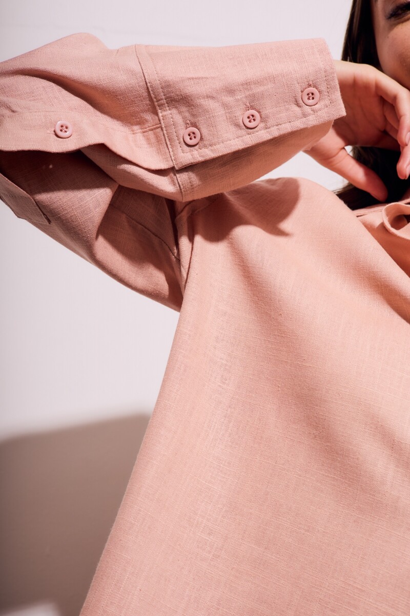Camisa Con Lino Rosa