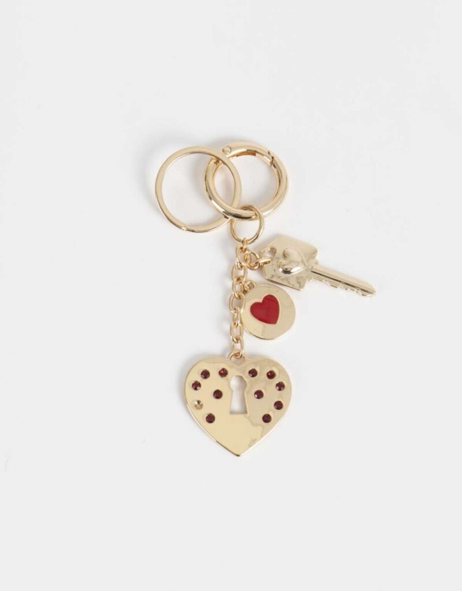 Llavero Y Charm Multidijes Corazón - Dorado 