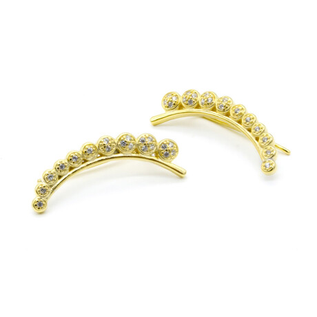 Trepadoras de Plata 925 con baño de Oro Amarillo y Circonias Largo 2.9 cm