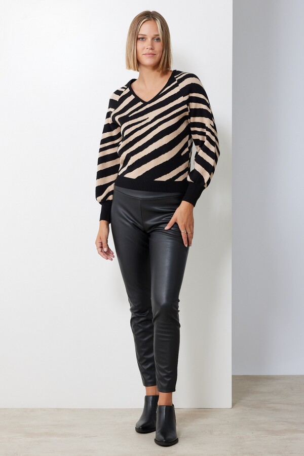 Buzo Zebra Print NEGRO/BEIGE