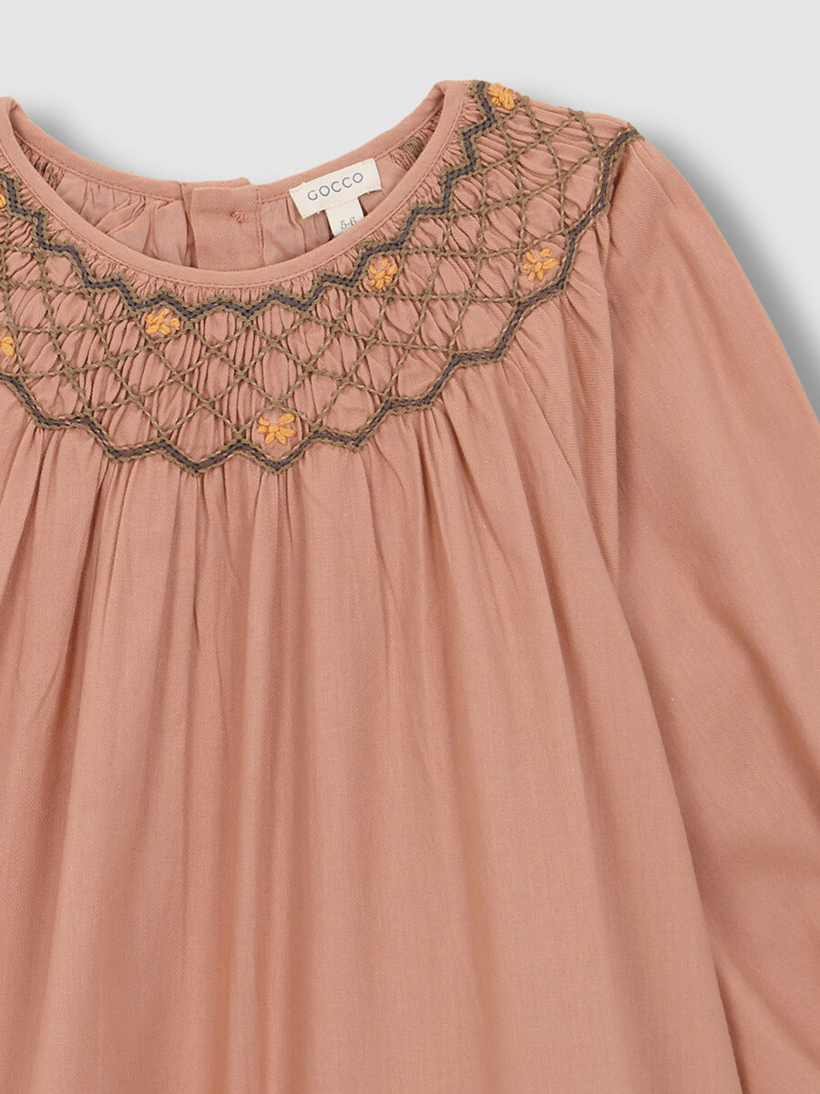 Vestido Nido De Abeja Rosa