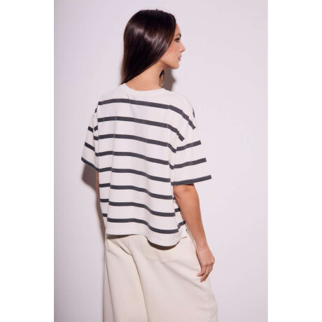 Remera Algodon Lavado Rayas Negro