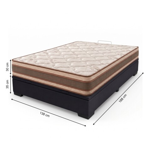 Combo Sommier Base Box Baúl + Colchón EQUILIBRIO 138x188 cm
