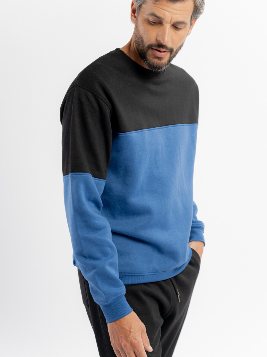 Buzo felpa combinado - azul 