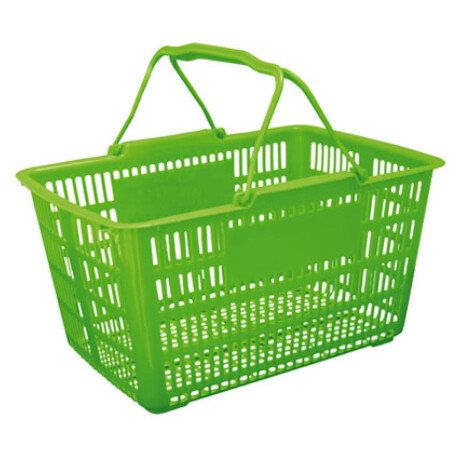 Canasto Cesto Supermercado Calado c/Asas Plástico 43x31x24Cm Verde