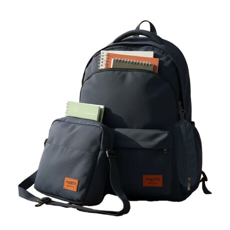 Set Mochila Bolso Cartuchera Alumno Resistente 3 Piezas Azul Marino