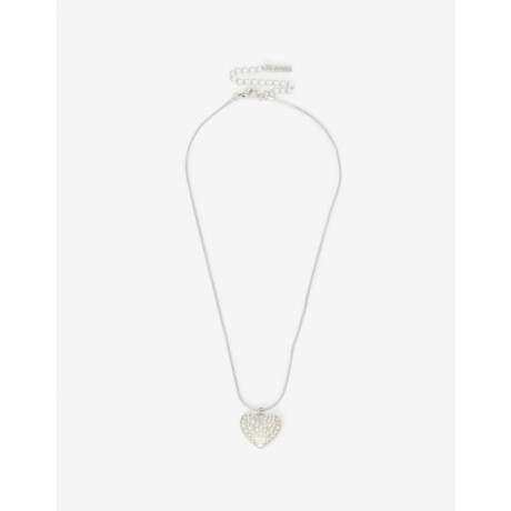 Cadena Corta Con Dije Corazón Plateado Rodio