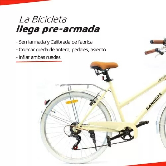 Bicicleta de Paseo cuadro de aluminio cambios Shimano Rod 26 Crema