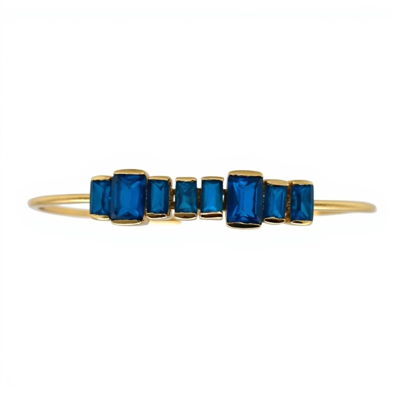 Brazalete Calcuta-Plata 925 rodinada con micra de oro 18k-Piedras Jade negro azul-BR2006 conpiedra