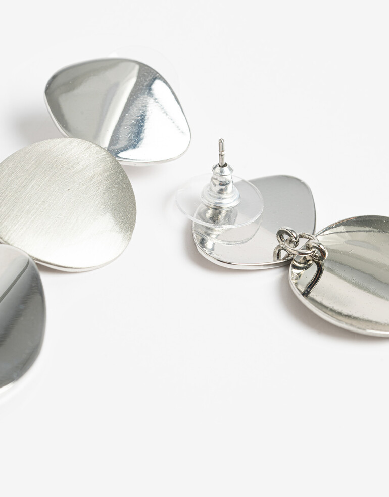 Aros Colgantes Largos Metal Aros Largos Chapones - Plateado Rodio