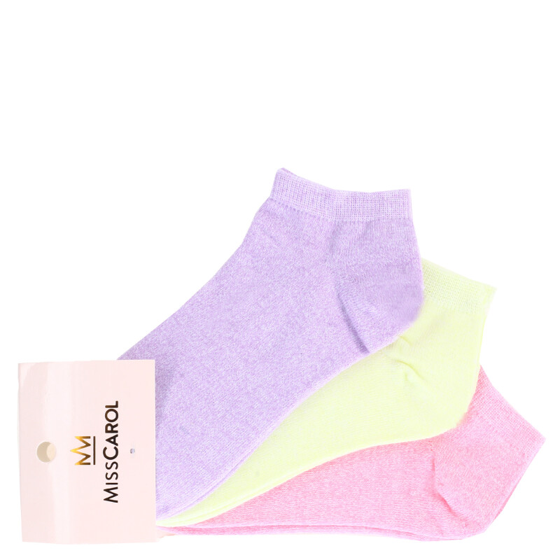 Medias de Mujer Miss Carol Media PLAIN COLOR pack x3 Lila / Amarillo / Rosado