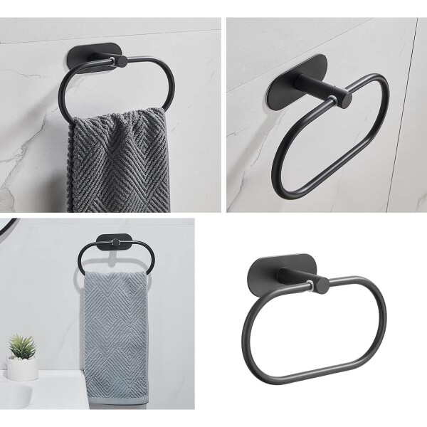 Set Accesorios De Baño Rollo Toalla Percha Juego 4 Piezas Adhesivo Acero Inoxidable Imback Color Negro Set Accesorios De Baño Rollo Toalla Percha Juego 4 Piezas Adhesivo Acero Inoxidable Imback Color Negro