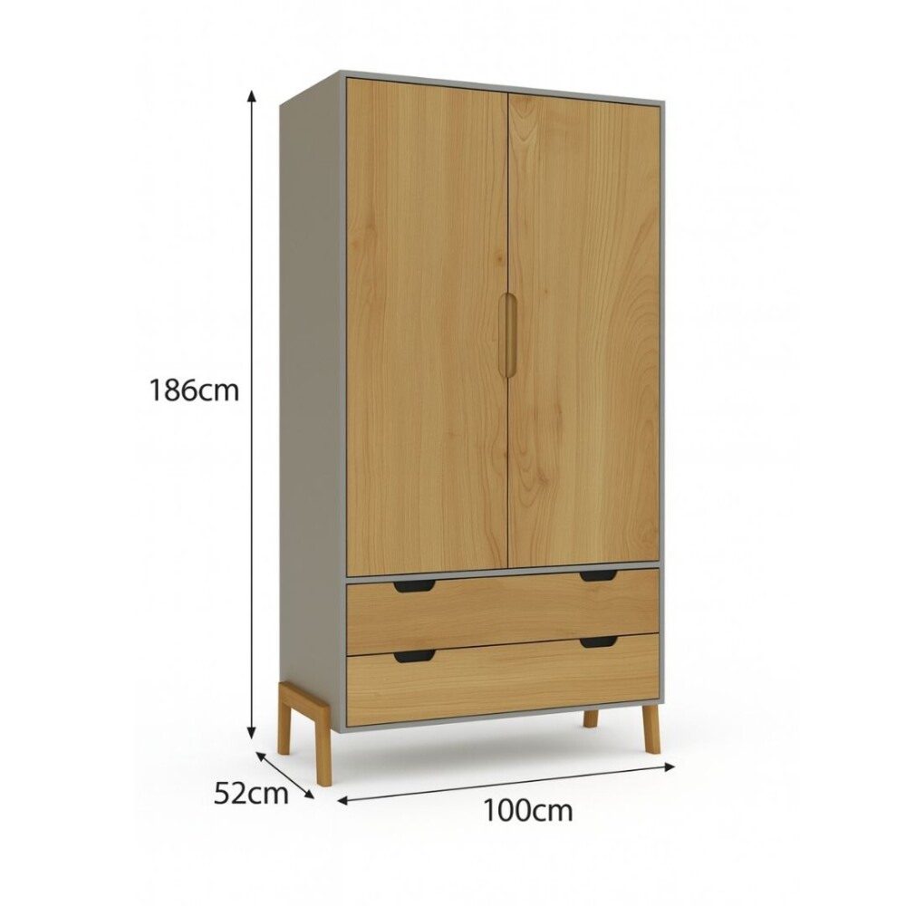 ROPERO 2 PUERTAS LINEA WOOD GRIS
