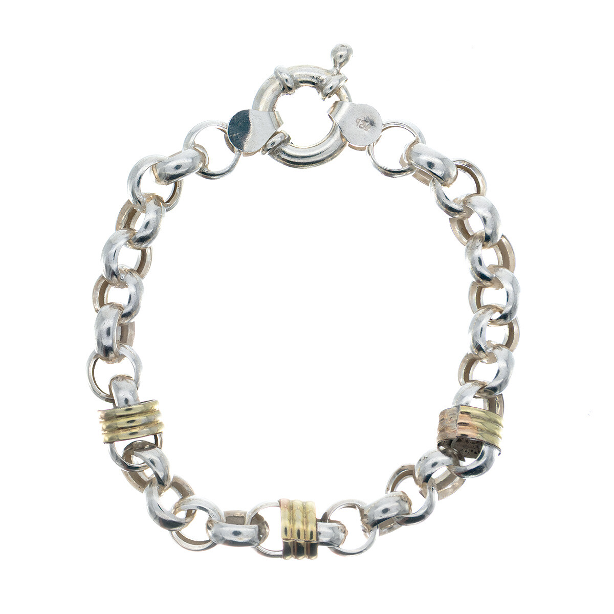 Pulsera de plata y double en oro 18 ktes, ROLO. 