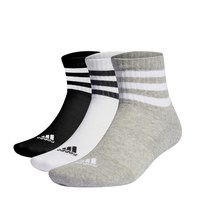 Medias Unisex Adidas Caña Baja 3 Tiras X3 Negro - Blanco - Gris