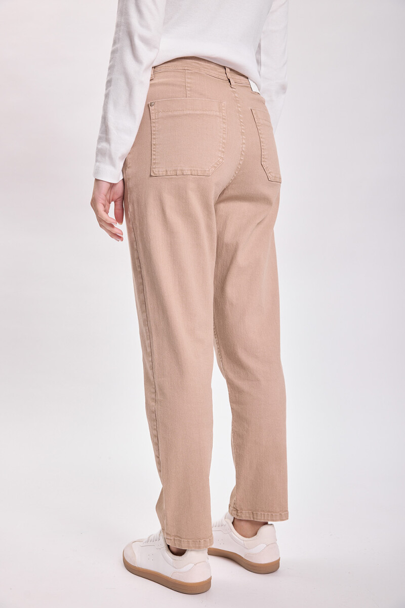 Pantalón jean carrot Beige