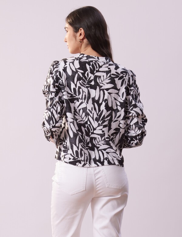 Chaqueta Lino Print NEGRO/BLANCO