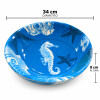Bowl Ensaladera de Melamina 34 cm Diseño Marino Azul Marino