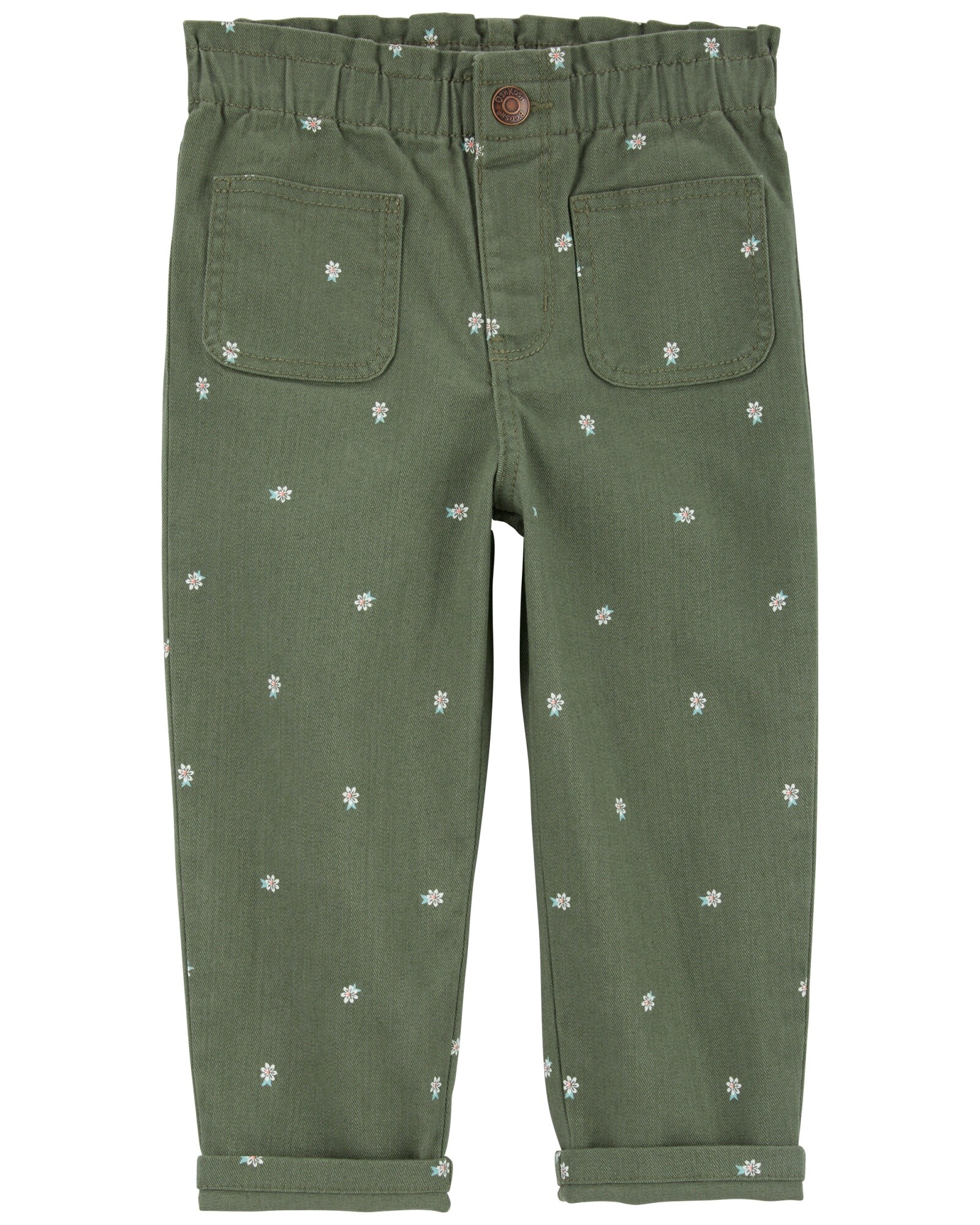 Pantalón de sarga, diseño floral Sin color