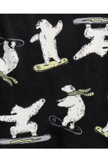 Pijama dos piezas de micropolar, remera y pantalón, diseño oso polar Sin color