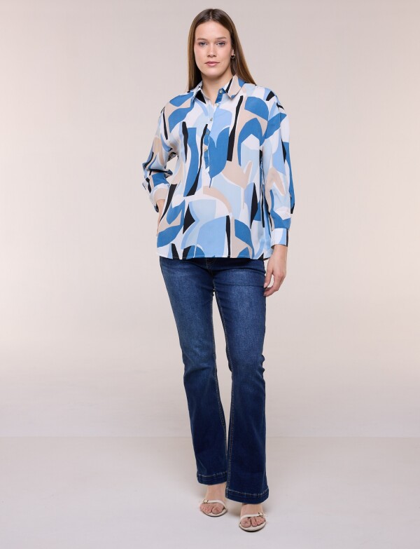 Blusa Estampado Abstracto MULTI/AZUL