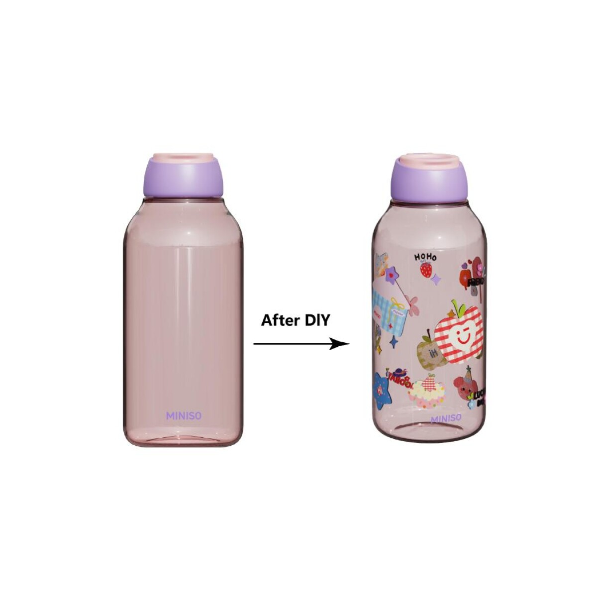 Botella DIY + stickers - rosa 
