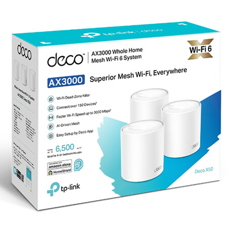 Tp-link - Access Point Deco X50 Pack X3 - Wifi Doble Banda AX3000. 2,4GHZ 574MBPS / 5GHZ 2402MBPS. G 001