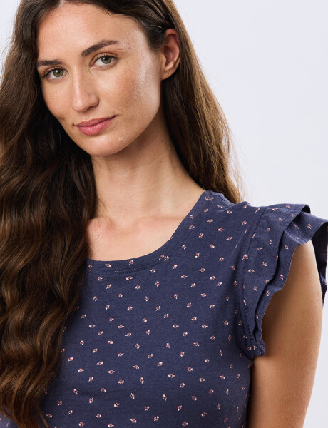 REMERA ESTAMPADA DE ALGODÓN Azul
