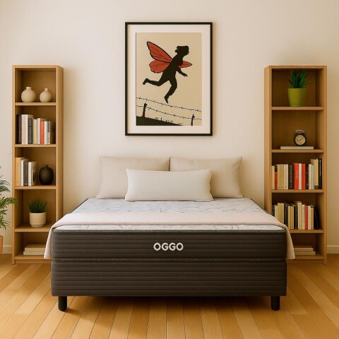Combo de Dormitorio Sommier Super Mega de 2 Plazas y 2 Repisas 5 Estantes Reversible con Refuerzo Grauniert® - Roble Dakar Combo de Dormitorio Sommier Super Mega de 2 Plazas y 2 Repisas 5 Estantes Reversible con Refuerzo Grauniert® - Roble Dakar