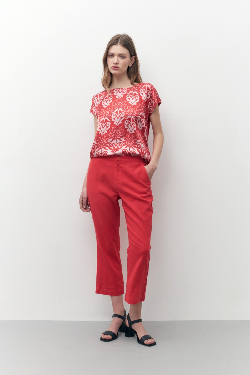 Blusa con estampa bicolor rojo