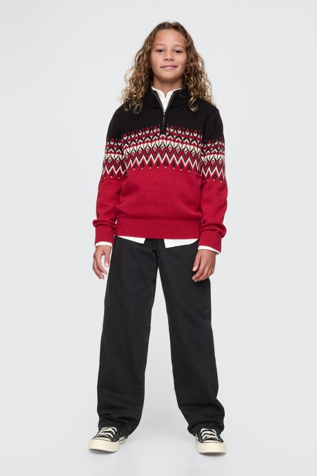 Buzo Medio Cierre Fair Isle Niño Red Delicious